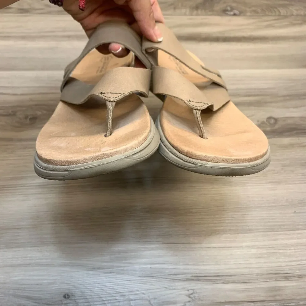 Skechers On‎ The Go Luxe Womens Thong Sandal US Size 10 Brown Leather